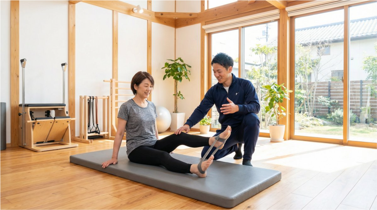 パーソナルトレーナーが膝に関するトレーニングをしている